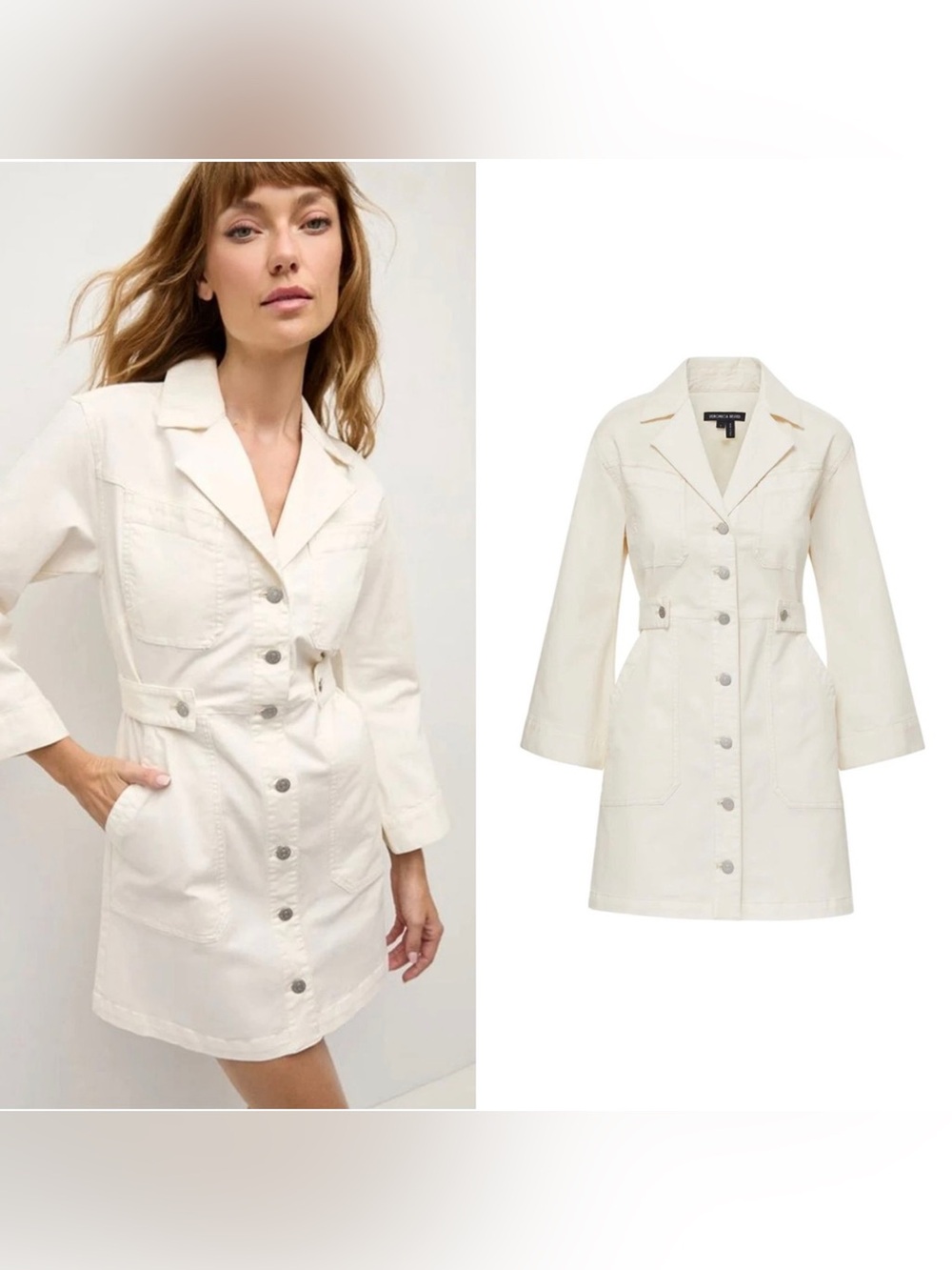 NWT 448 Veronica Beard McKinley dress in ecru